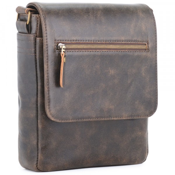  Мужская кожаная сумка "Вильнюс" (коричневая наппа) . фото 1