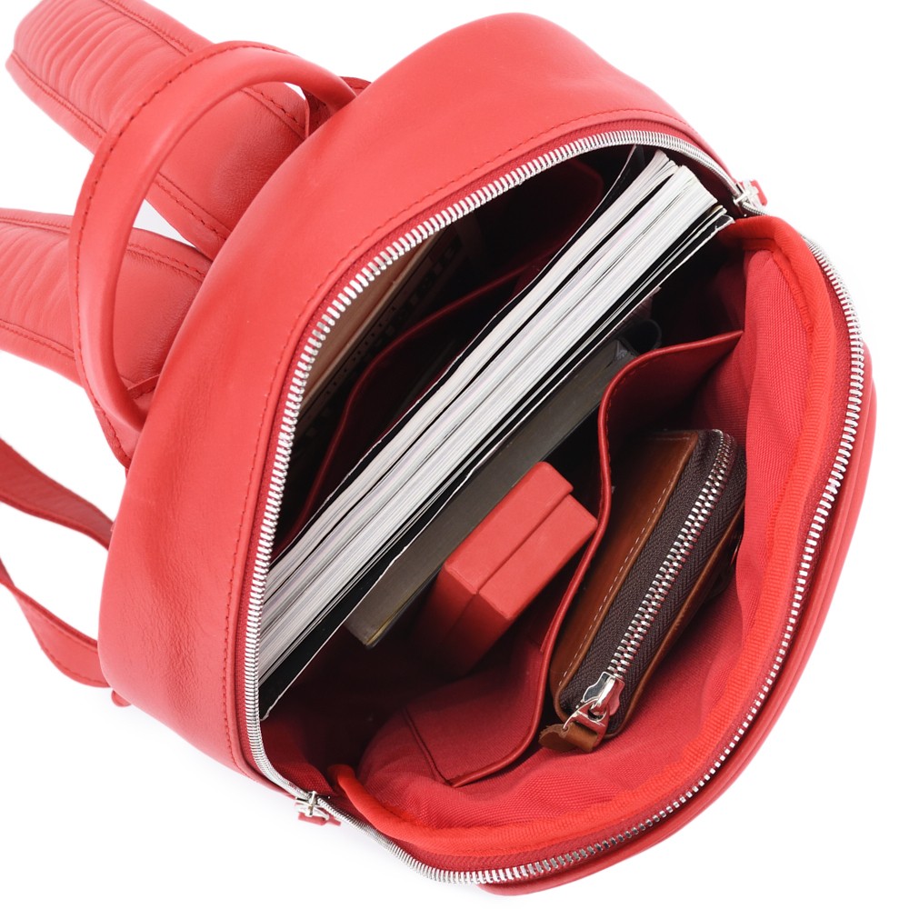 Кожаный рюкзак "Рамона" (красный)