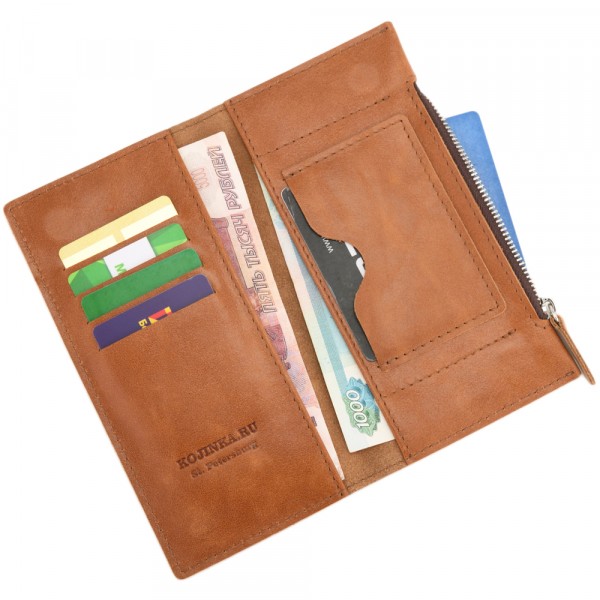 Кожаное портмоне "Арни" (рыжее). фото 1