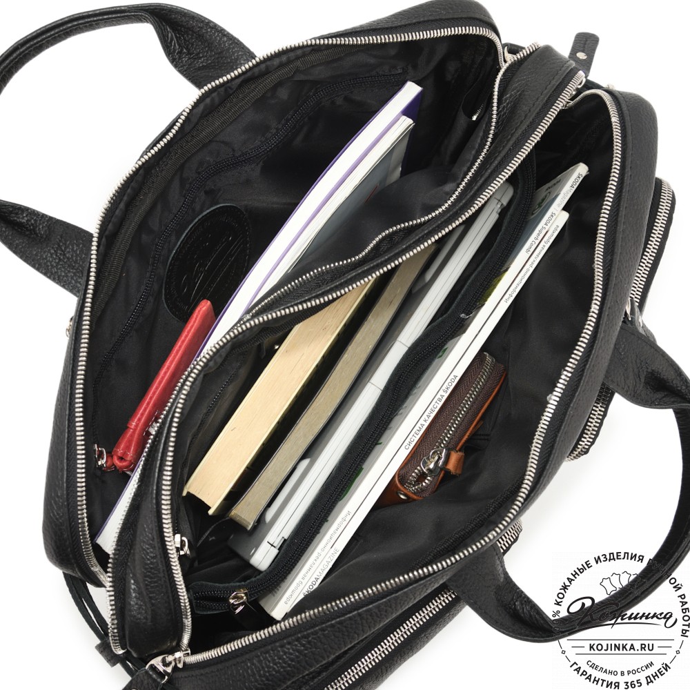 Кожаная сумка-рюкзак "Бигмэн" (черная)