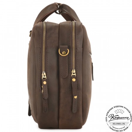 Кожаная мужская сумка-рюкзак "Генри" (коричневый)