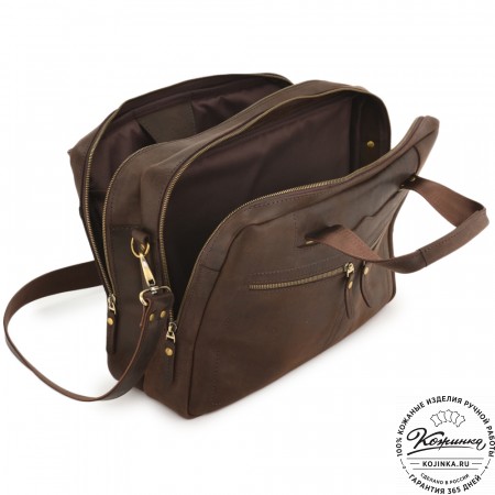 Кожаная мужская сумка-рюкзак "Генри" (коричневый)