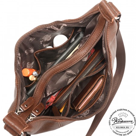 Женская кожаная сумка "Сабрина" (фактура коричневая)