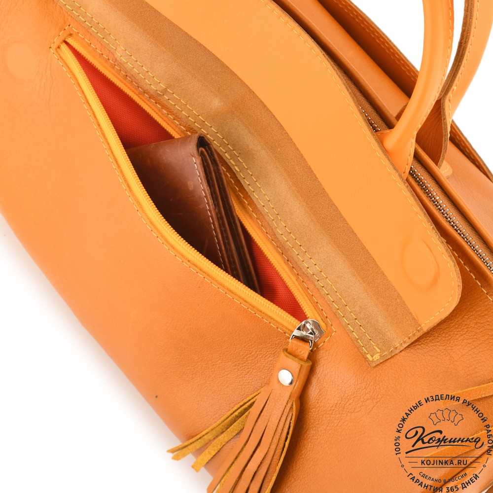  Женская кожаная сумка "Византия" (желтый)