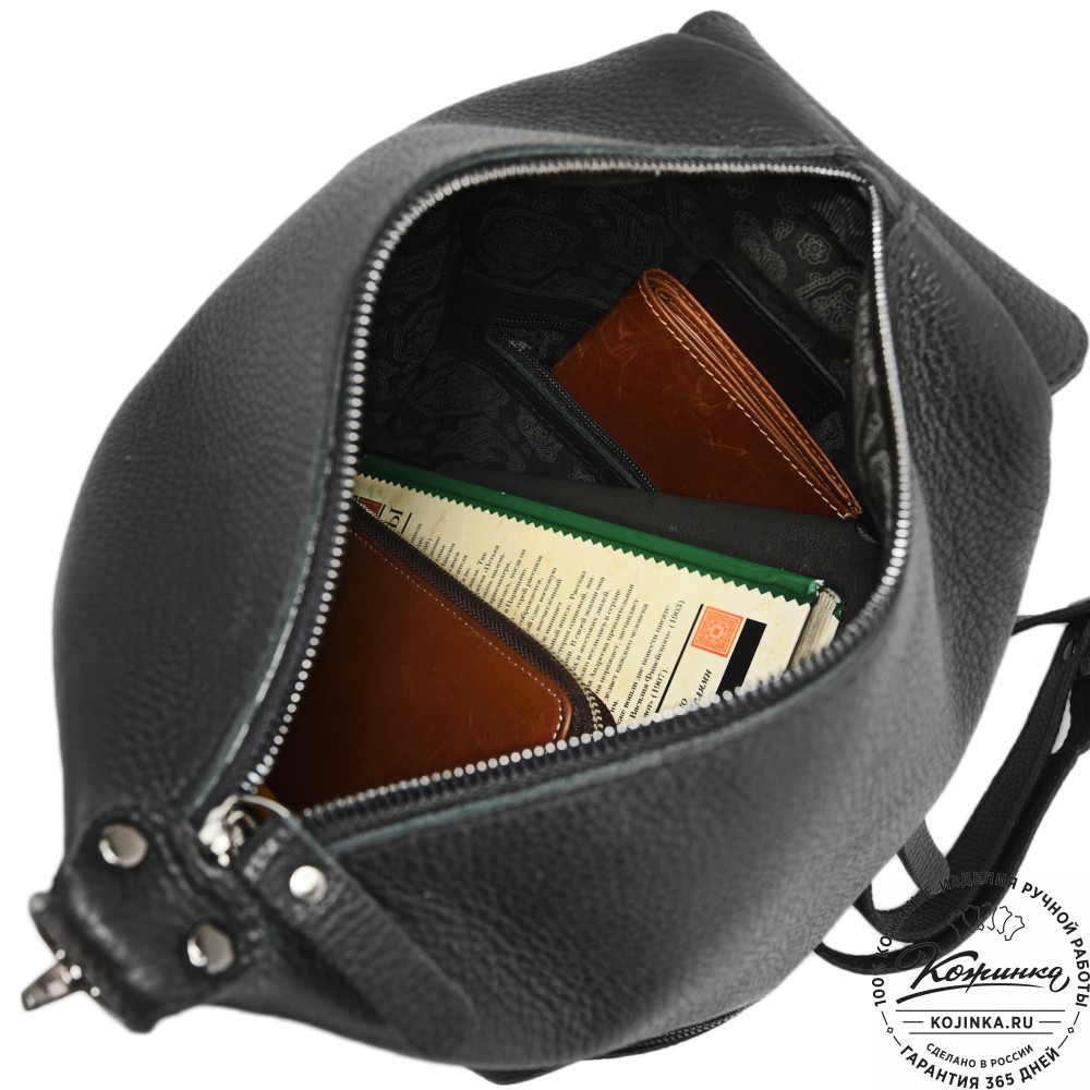 Женский кожаный рюкзак "Афродита" (фактура черный)