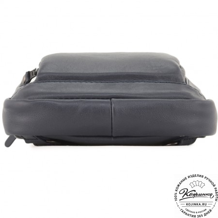 Кожаная сумка на грудь "Вульф" (синий)