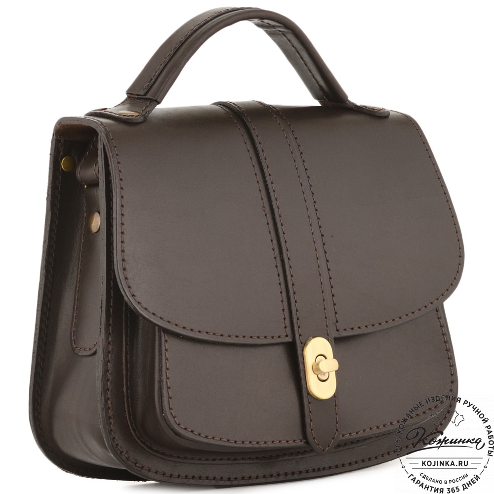 Кожаная сумка ручной работы "Париж" - с ручкой (темно-коричневый)