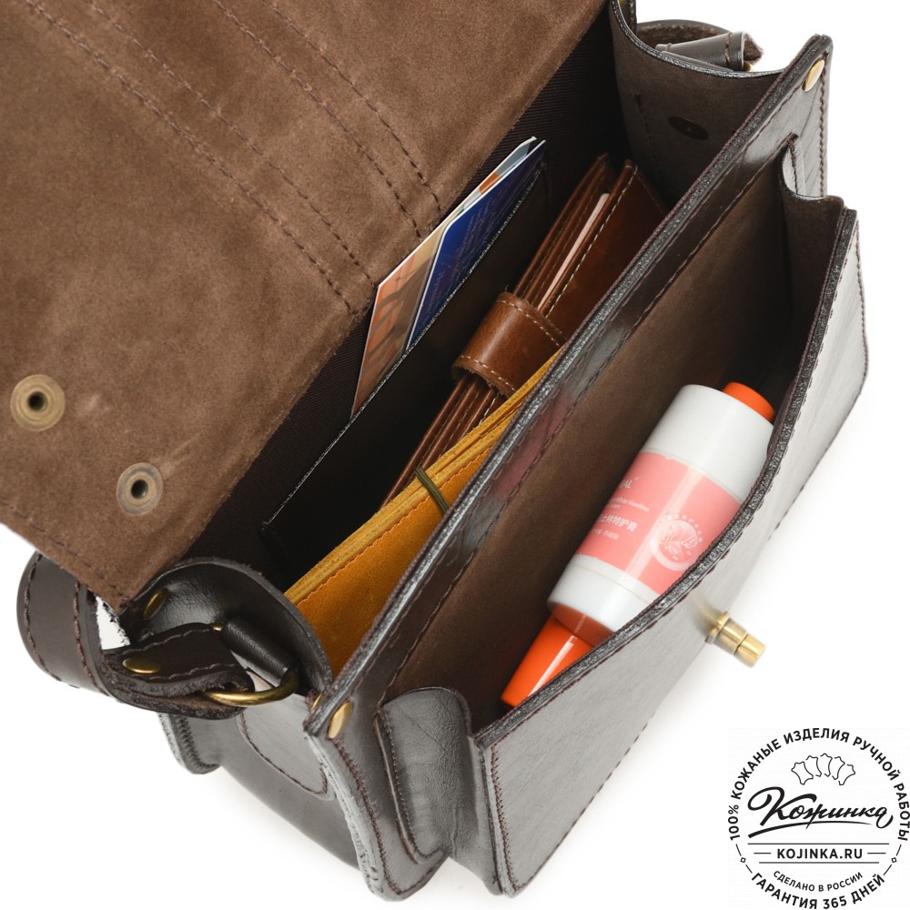 Кожаная сумка ручной работы "Париж" - с ручкой (темно-коричневый)