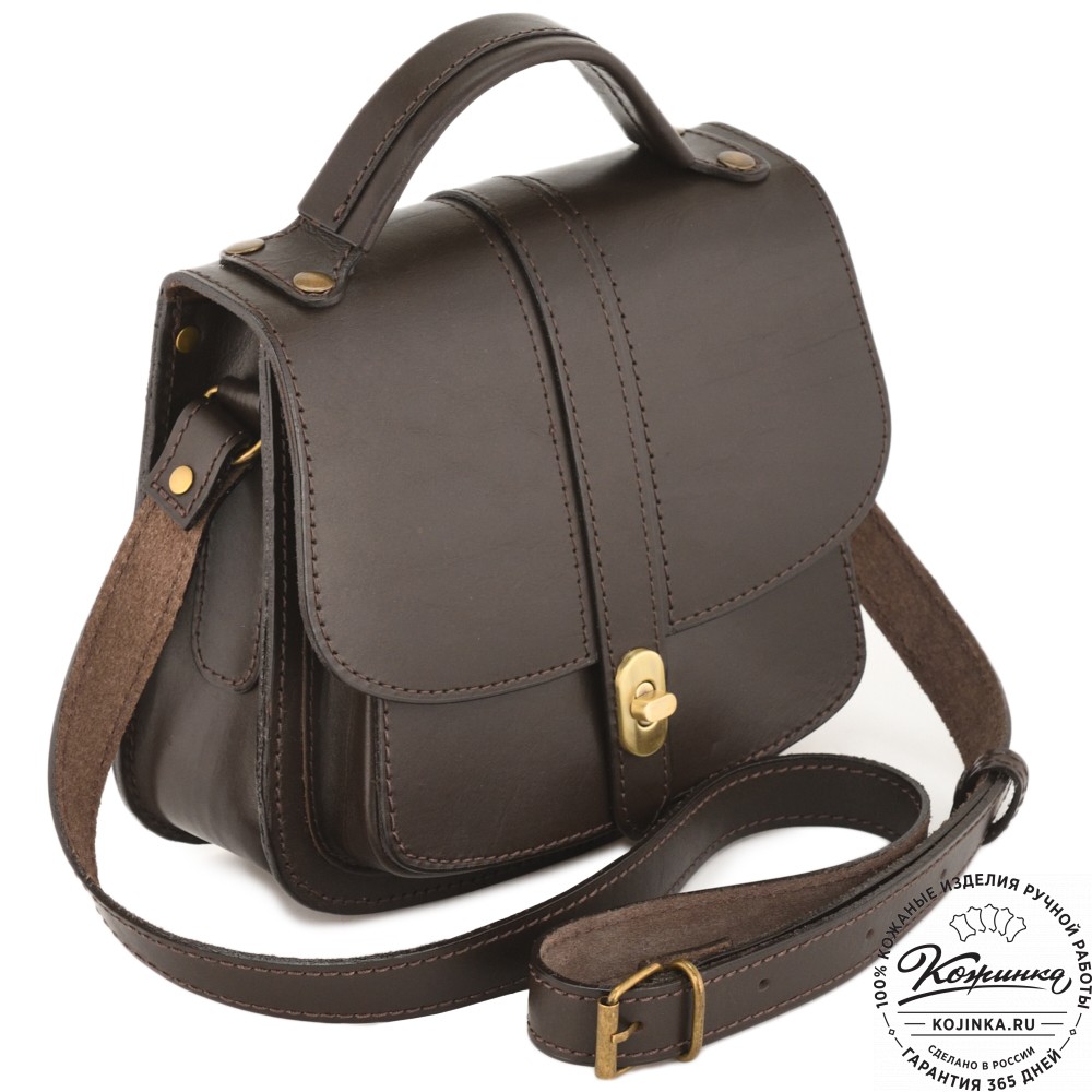 Кожаная сумка ручной работы "Париж" - с ручкой (темно-коричневый)