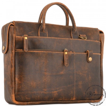 Кожаная деловая сумка "Гранд" (коричневая эксклюзив)