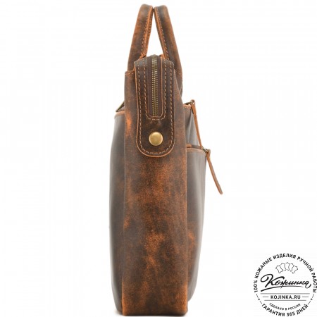 Кожаная деловая сумка "Гранд" (коричневая эксклюзив)