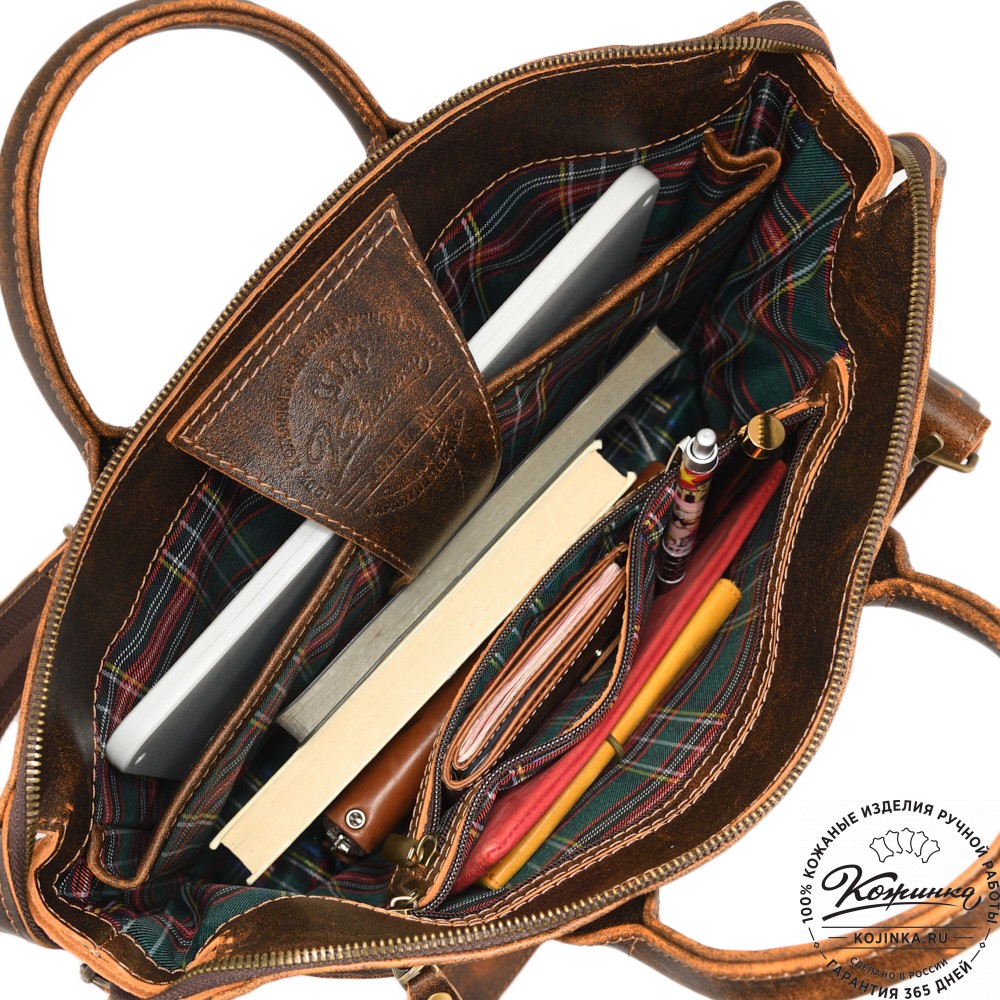 Кожаная деловая сумка "Гранд" (коричневая эксклюзив)