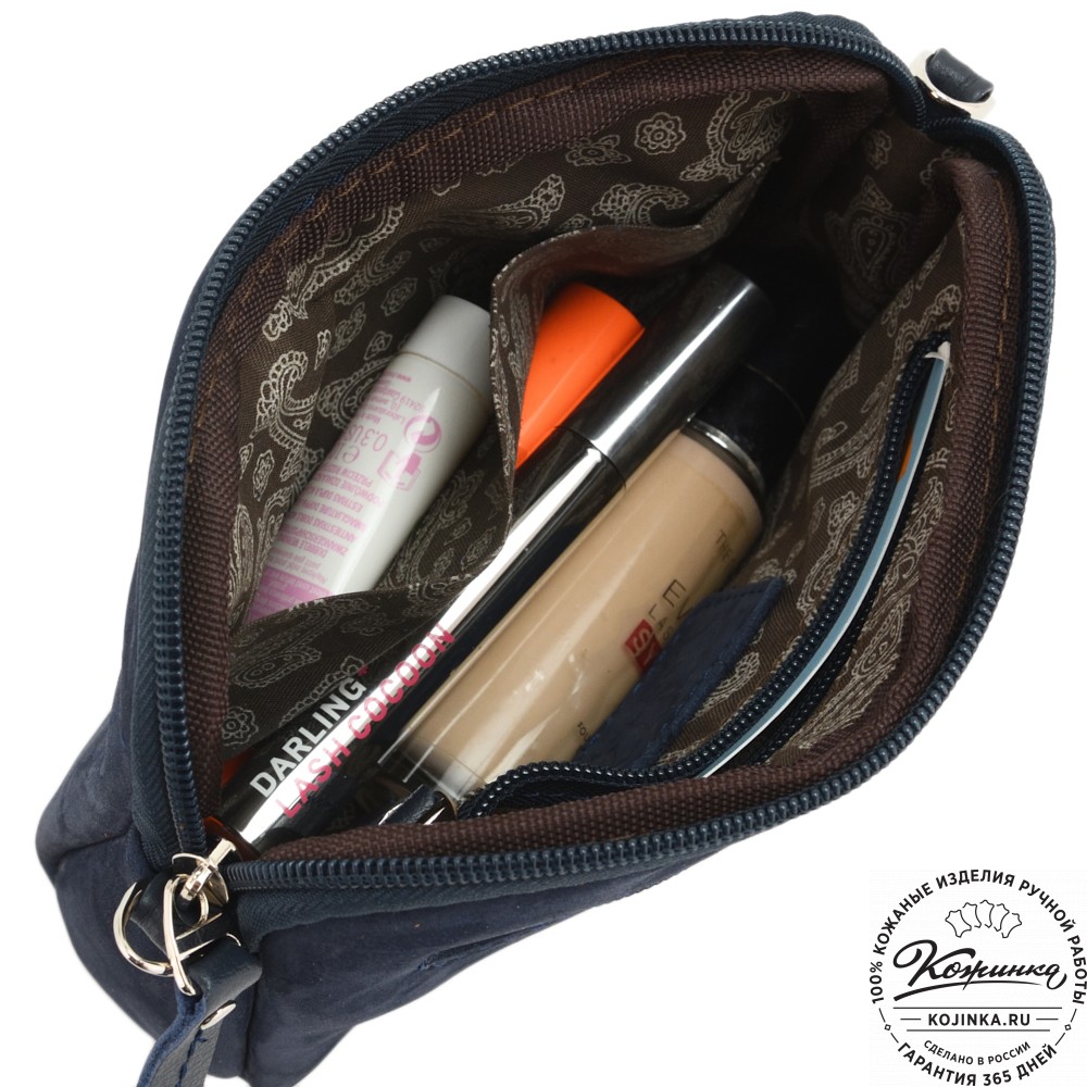  Кожаный клатч "Марта" (нубук синий)