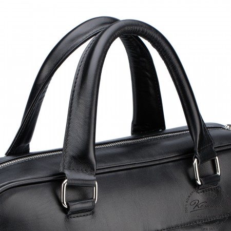 Кожаная деловая сумка "Гофман" (чёрная) 