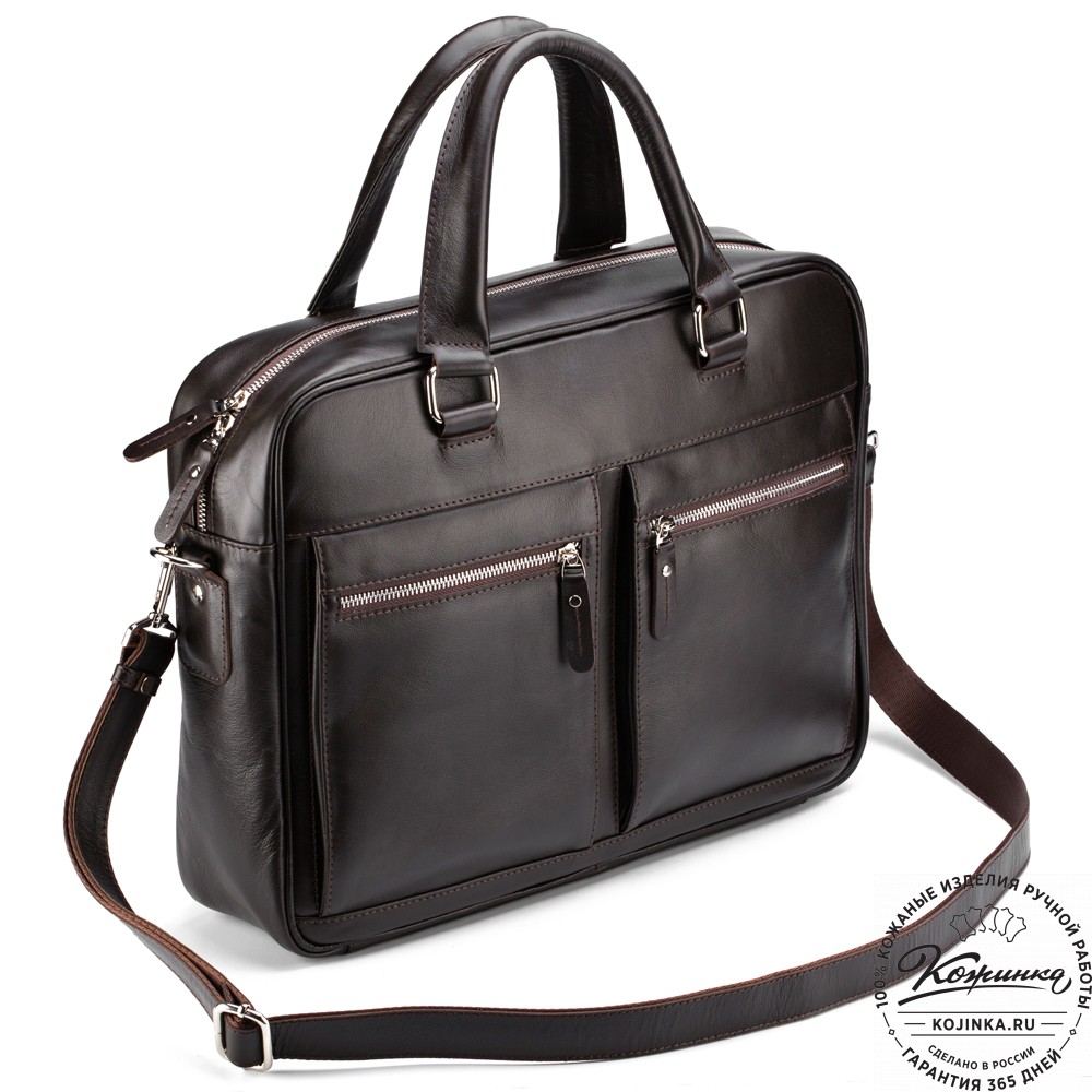 Кожаная деловая сумка "Гофман" (коричневая) 