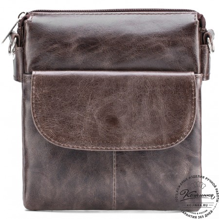 Кожаная сумка "Вуди" (тёмно-коричневый антик)