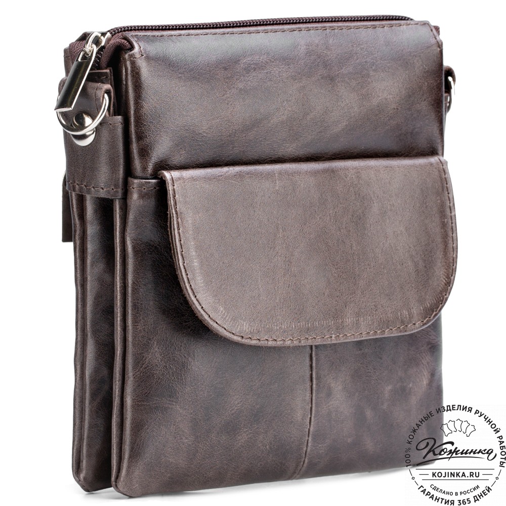 Кожаная сумка "Вуди" (тёмно-коричневый антик)