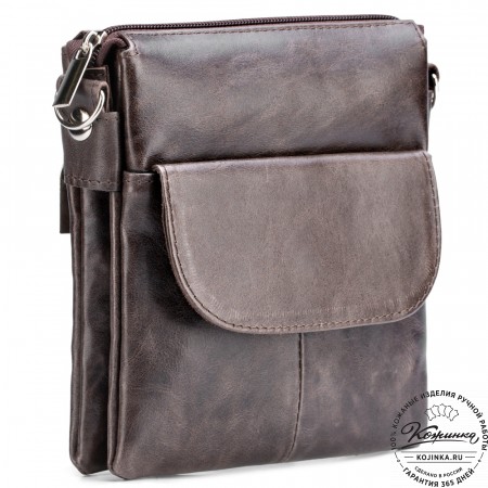 Кожаная сумка "Вуди" (тёмно-коричневый антик)