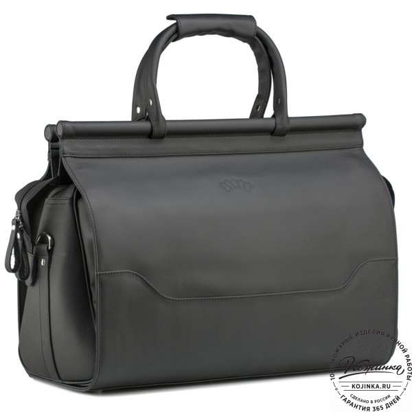 Кожаный дорожный саквояж "Гарри" (чёрный). фото 1