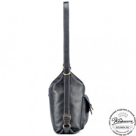 Женская кожаная сумка-рюкзак "Ника" (чёрная)
