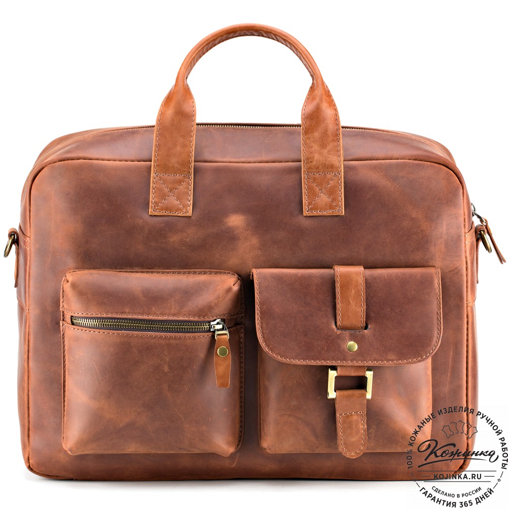 Кожаная деловая сумка "Райли" (коричневый крейзи) 