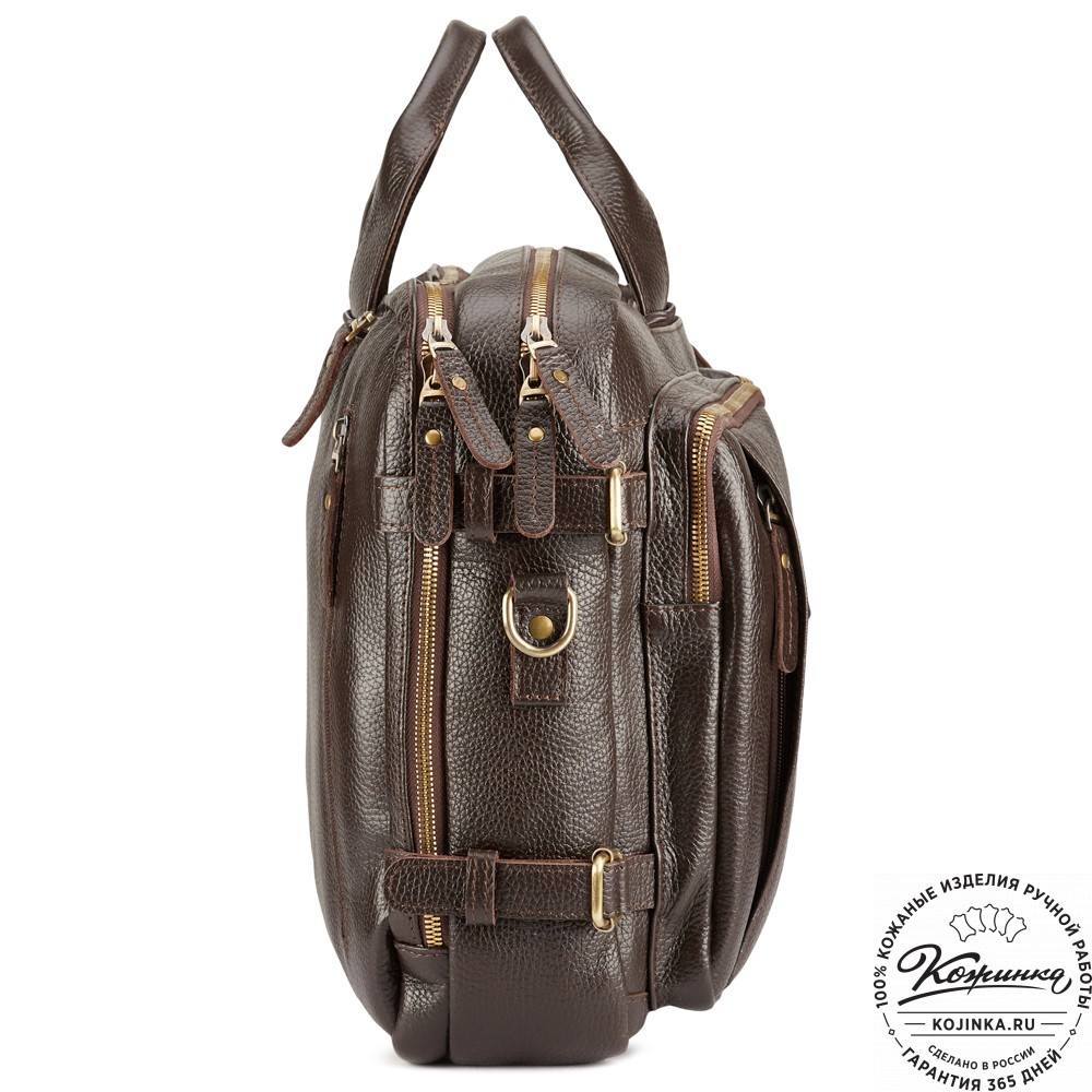Кожаная сумка-рюкзак "Бигмэн" (тёмно-коричневая)