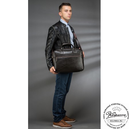 Кожаная деловая сумка "Андерсон" (синий антик) 