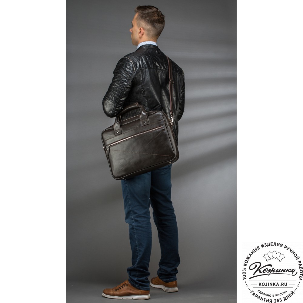 Кожаная деловая сумка "Андерсон" (синий антик) 