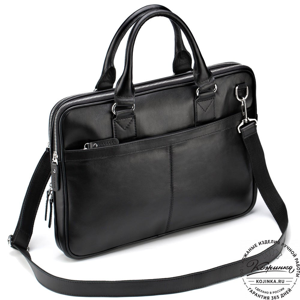 Кожаная деловая сумка "Кларк" (чёрная) 