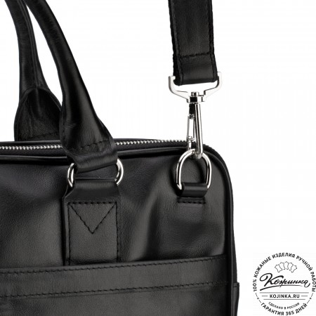 Кожаная деловая сумка "Кларк" (чёрная) 