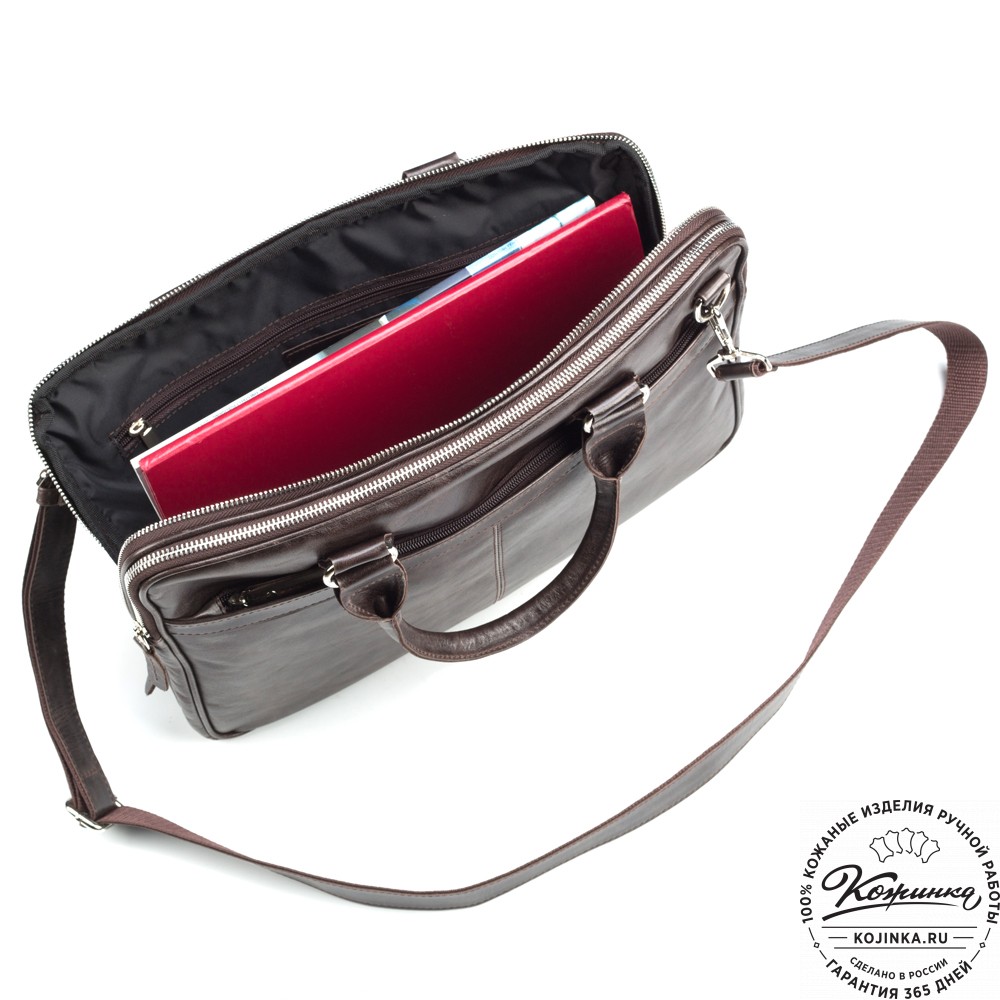 Кожаная деловая сумка "Кларк" (тёмно-коричневый антик) 