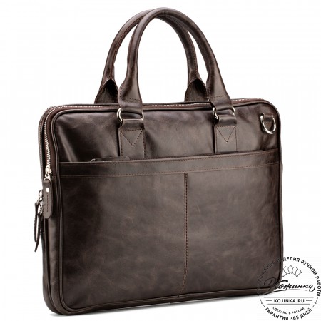Кожаная деловая сумка "Кларк" (тёмно-коричневый антик) 