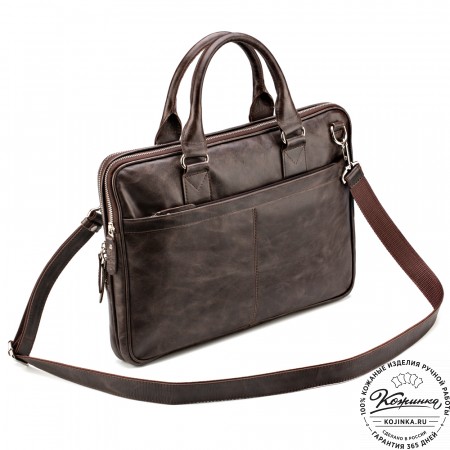 Кожаная деловая сумка "Кларк" (тёмно-коричневый антик) 