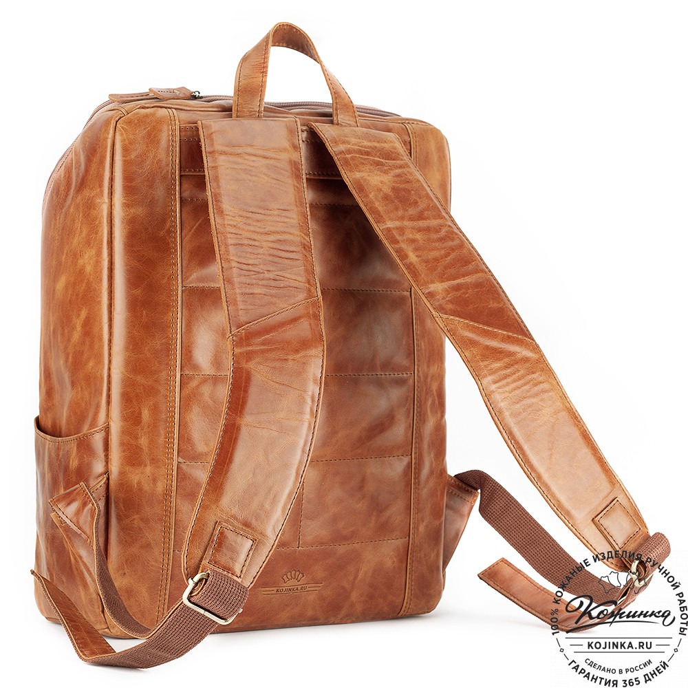 Кожаный рюкзак "Вена" (рыжий антик)