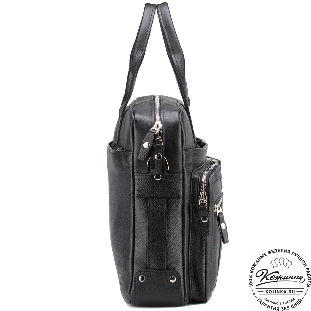 Кожаная деловая сумка "Гильермо" (чёрная) 