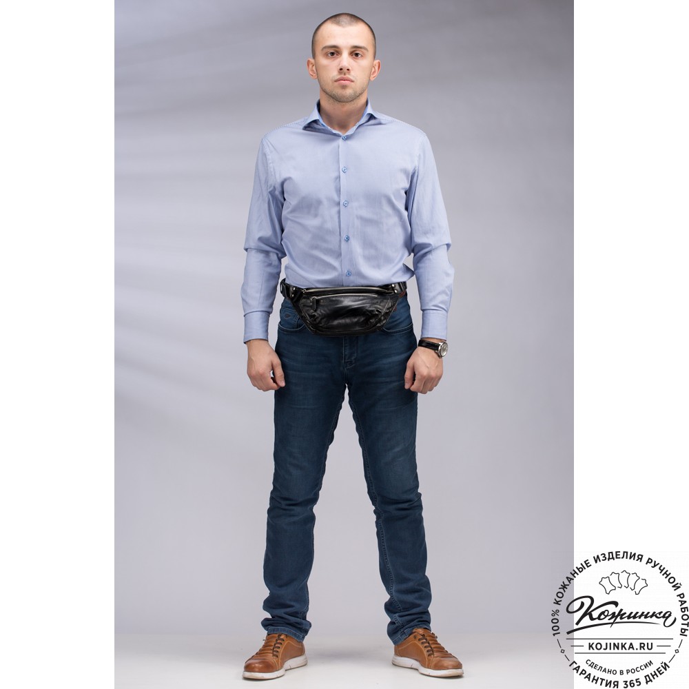 Кожаная сумка на пояс "Рики" (коричневая)