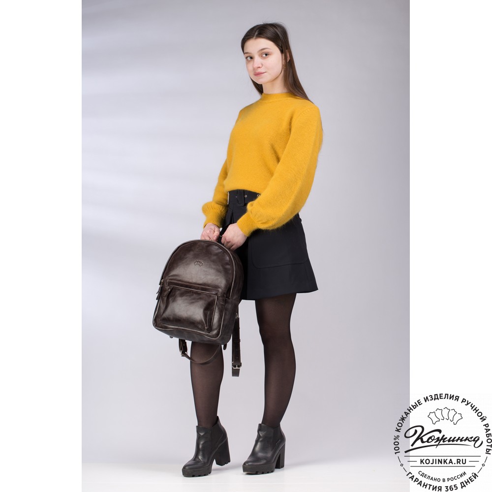 Кожаный рюкзак "Стефания" (тёмно-коричневый антик)