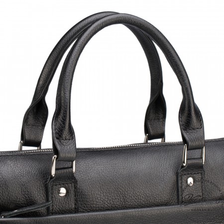 Кожаная деловая сумка "Вильямс" (чёрная) 