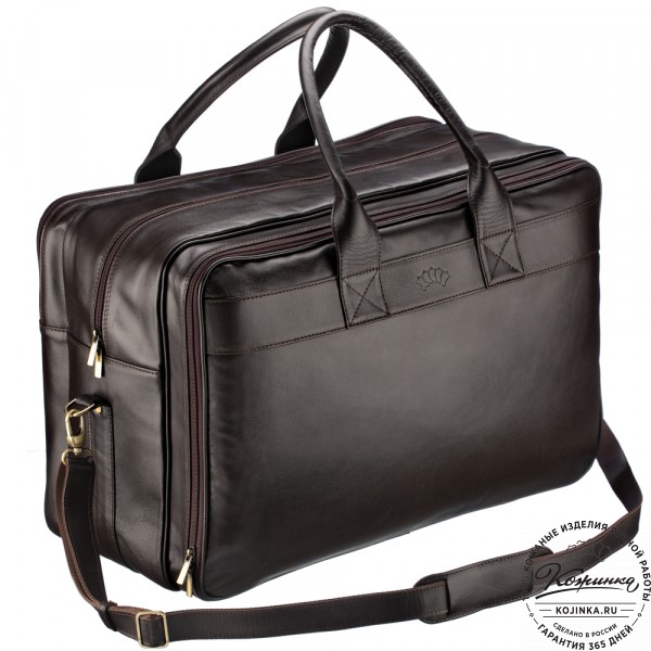 Кожаная дорожная сумка "Дилан" (коричневая) . фото 1