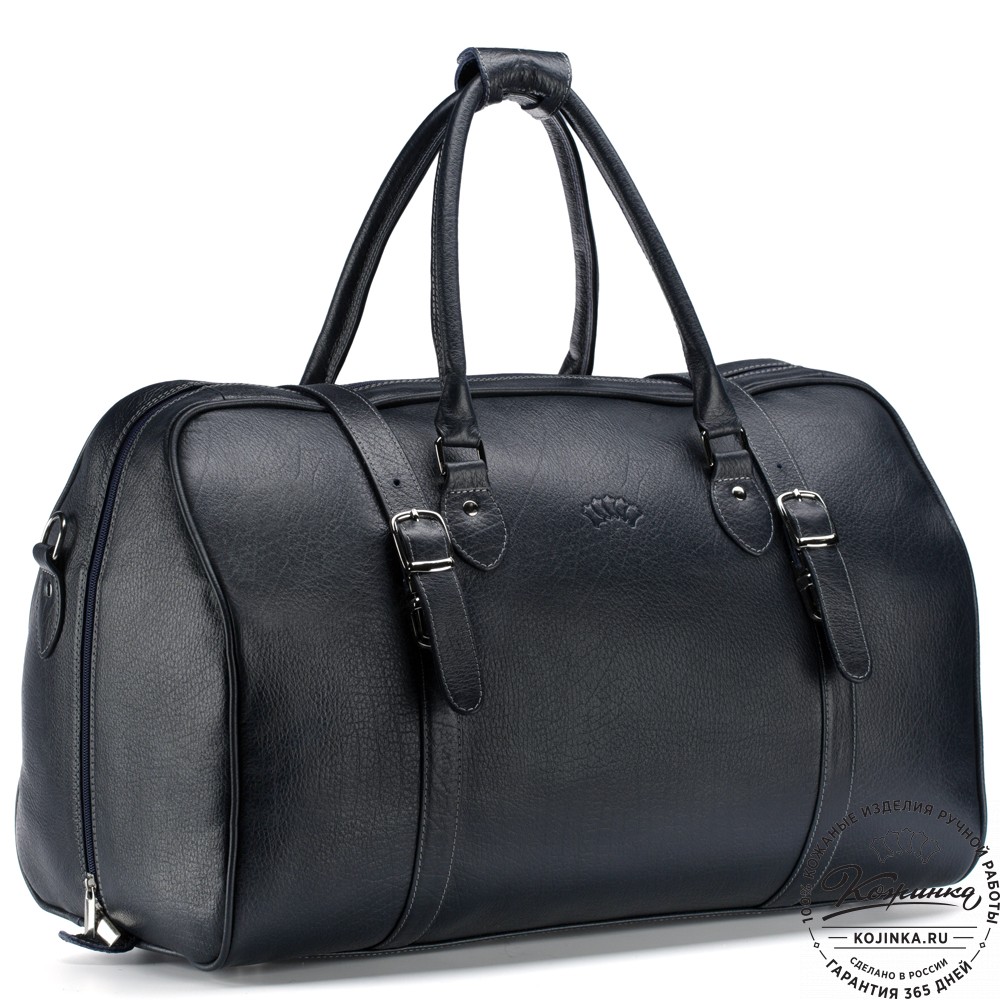 Кожаная дорожная сумка "Филипп" (синяя)