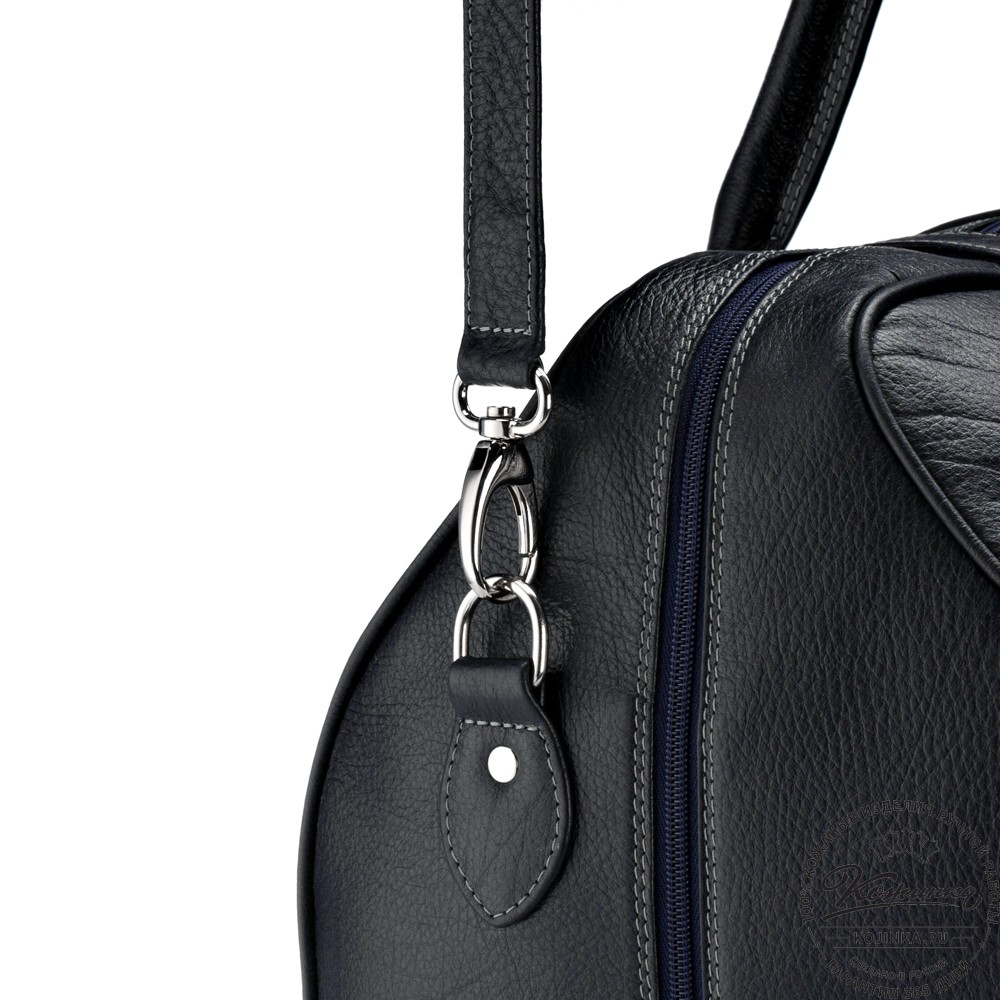 Кожаная дорожная сумка "Филипп" (синяя)