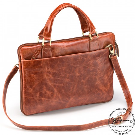 Кожаная деловая сумка "Ральф" (рыжий антик) 