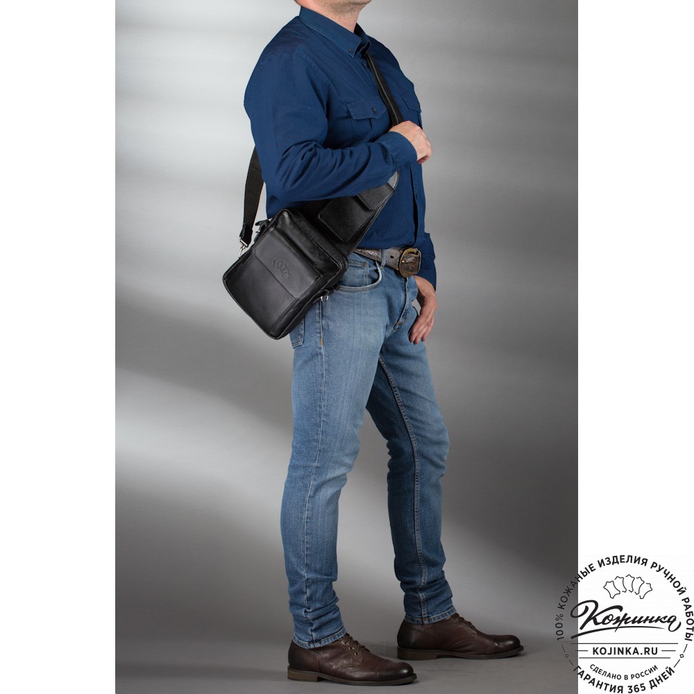 Кожаная нагрудная сумка "Стивен" (коричневая наппа)