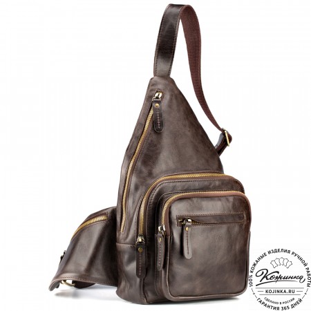 Кожаная нагрудная сумка "Аполлон" (тёмно-коричневый антик)
