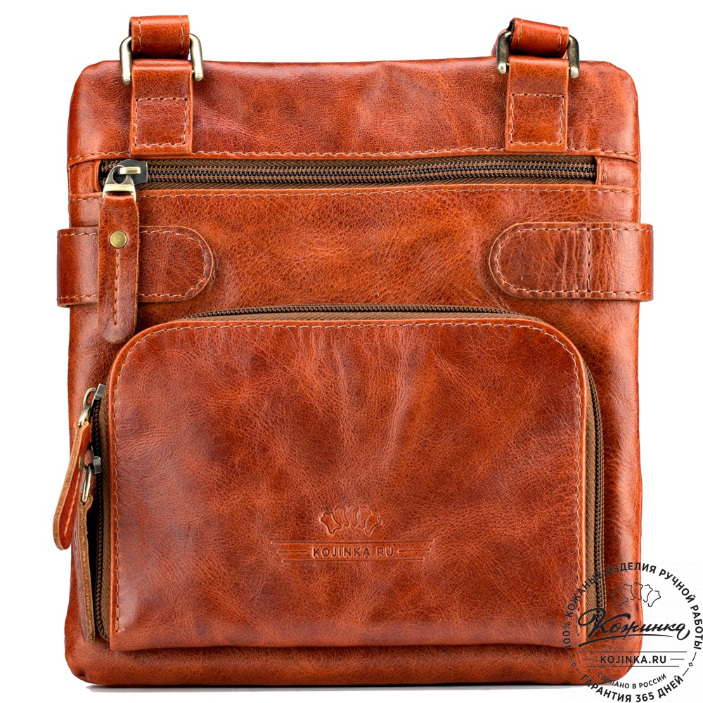 Кожаная сумка "Феликс" (рыжий антик) 