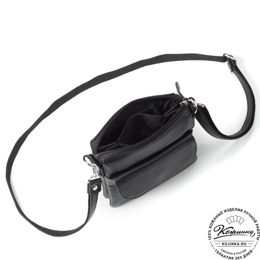 Кожаная сумка "Вуди" (чёрная)