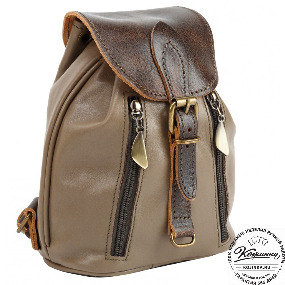 Женский кожаный рюкзак "Колибри" (оливковый)