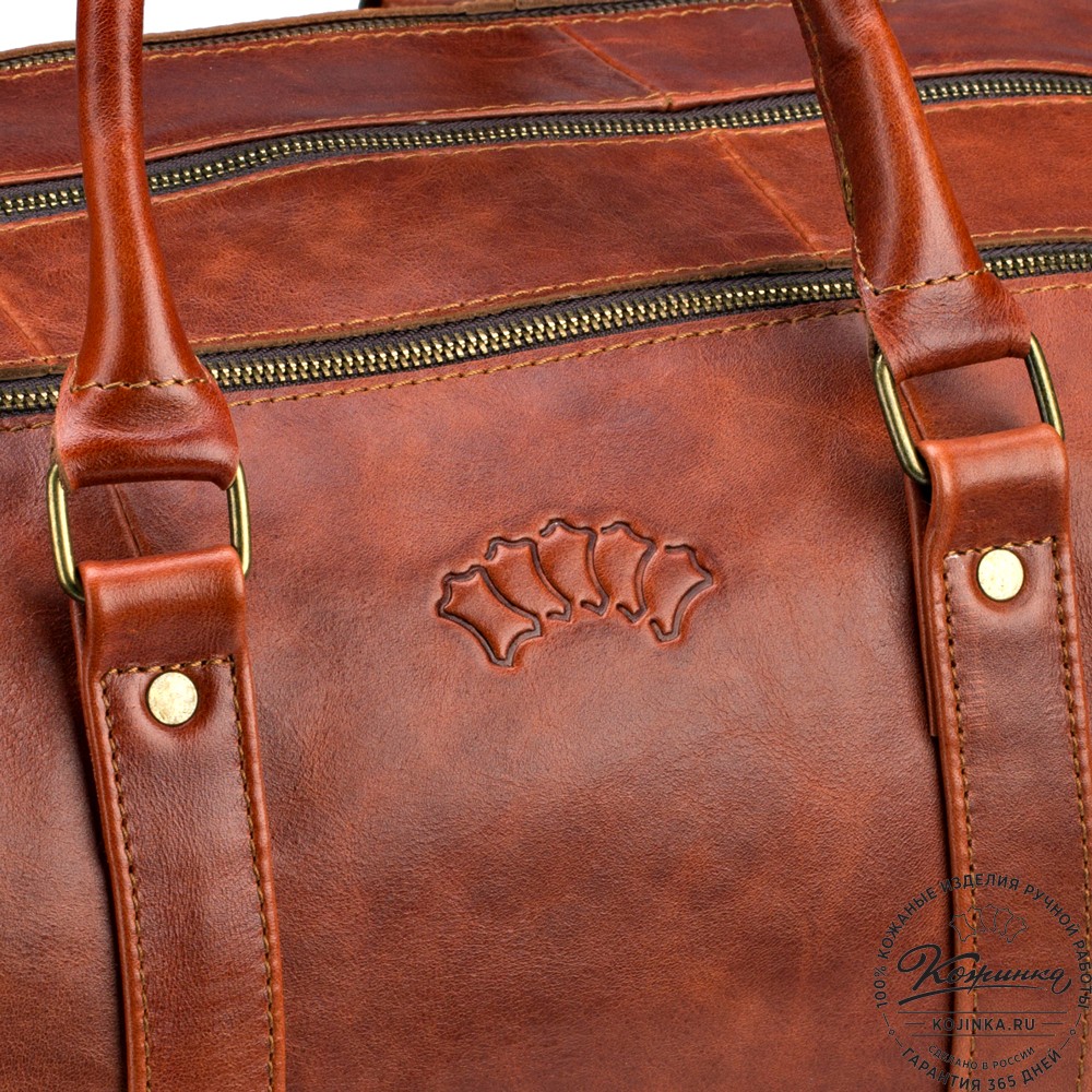 Кожаная дорожно-спортивная сумка Англия (рыжий антик)