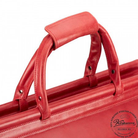 Кожаный дорожный саквояж "Гарри" (красный)