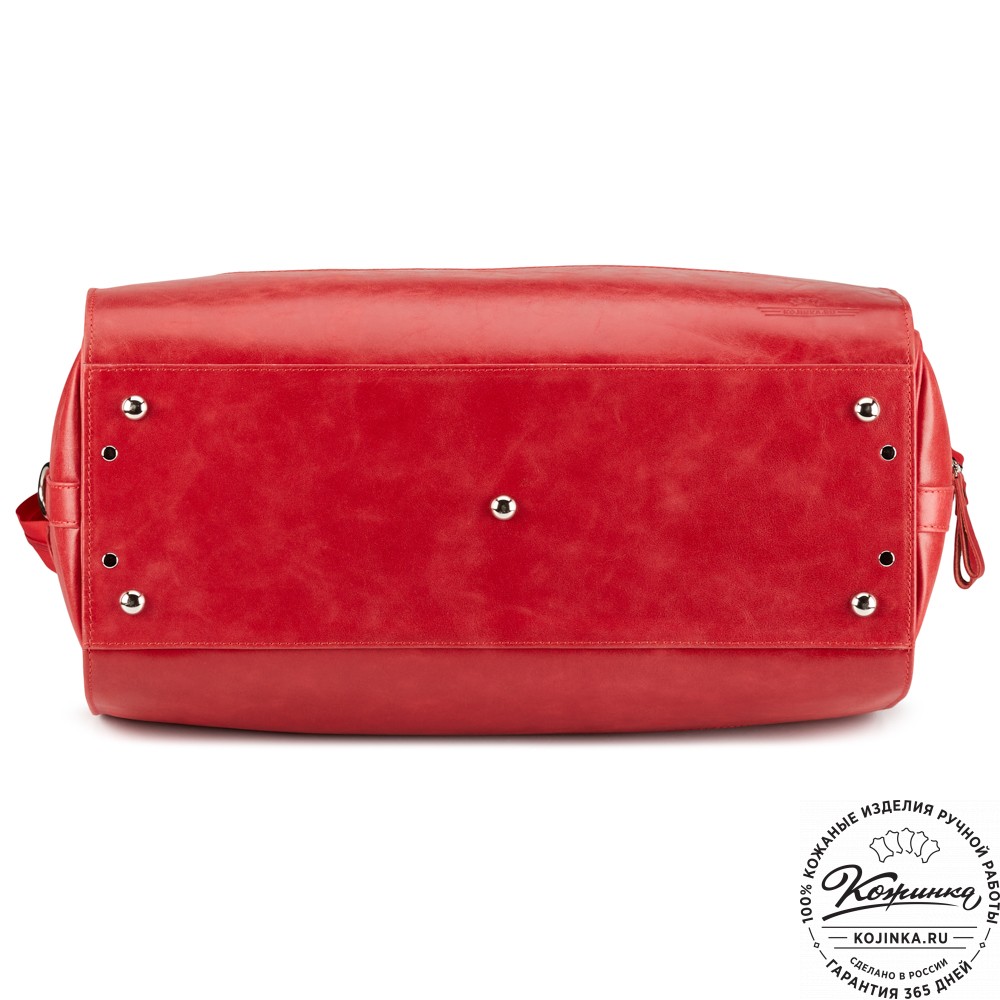 Кожаный дорожный саквояж "Гарри" (красный)